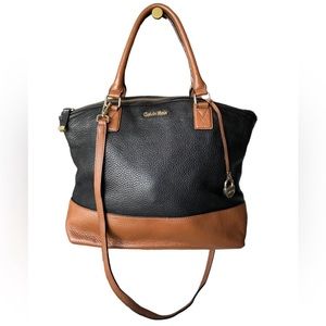 Calvin Klein Black & Brown Leather Shoulder Bag